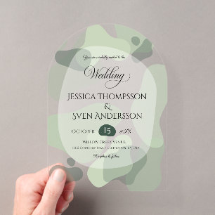 Invitations En Acrylique Mariage Abstrait Géométrique de Verdure Organique