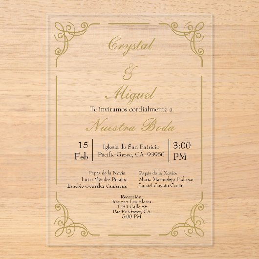 Invitations En Acrylique Mariage acrylique (Recto)