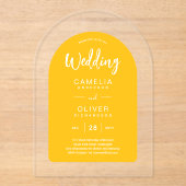 Invitations En Acrylique Mariage Acrylique Arc Blanc Jaune Invite Moderne (Recto)
