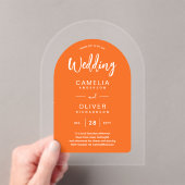 Invitations En Acrylique Mariage Acrylique Arc Blanc Orange Invite Moderne (In situ (ordinateur de poche))