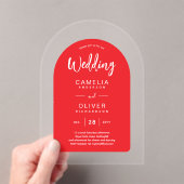 Invitations En Acrylique Mariage Acrylique Arc Blanc Rouge Invite Moderne (In situ (ordinateur de poche))