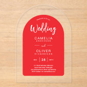 Invitations En Acrylique Mariage Acrylique Arc Blanc Rouge Invite Moderne (Recto)