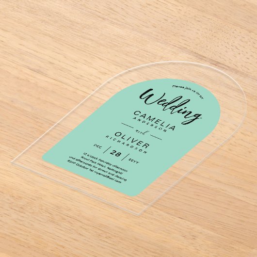 Invitations En Acrylique Mariage Acrylique Arc Vert Mint Invite Moderne (Poser)