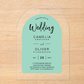 Invitations En Acrylique Mariage Acrylique Arc Vert Mint Invite Moderne (Recto)