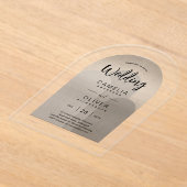 Invitations En Acrylique Mariage Acrylique Argent Invite Texte Noir Moderne (Poser)