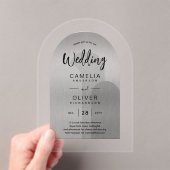 Invitations En Acrylique Mariage Acrylique Argent Invite Texte Noir Moderne (In situ (ordinateur de poche))