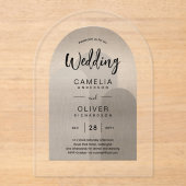 Invitations En Acrylique Mariage Acrylique Argent Invite Texte Noir Moderne (Recto)