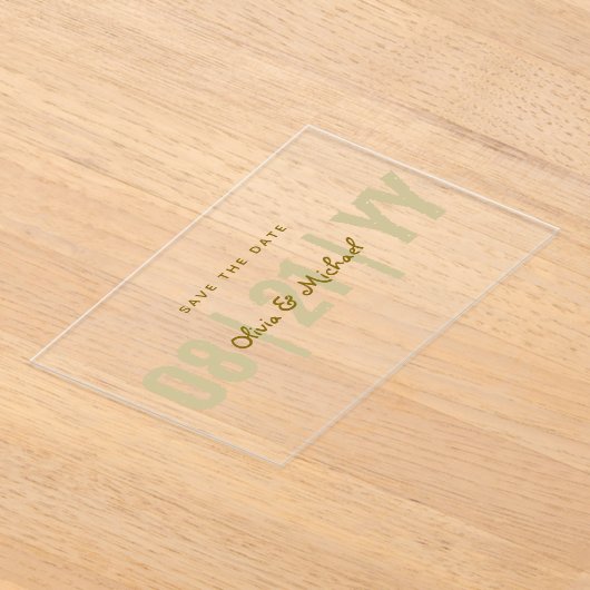 Invitations En Acrylique MARIAGE acrylique BUDGET Enregistrer Date minimali (Poser)