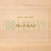 Invitations En Acrylique MARIAGE acrylique BUDGET Enregistrer Date minimali (Recto)