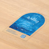 Invitations En Acrylique Mariage Acrylique Code QR RSVP Bleu Ciel en Distre (Poser)