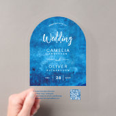 Invitations En Acrylique Mariage Acrylique Code QR RSVP Bleu Ciel en Distre (In situ (ordinateur de poche))
