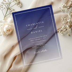 Invitations En Acrylique Mariage Acrylique Dégradé Bleu Nuit Élégant