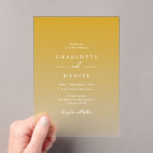 Invitations En Acrylique Mariage acrylique élégant à dégradé jaune miel (In situ (ordinateur de poche))