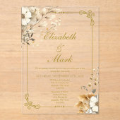 Invitations En Acrylique Mariage acrylique élégant de fleur de Boho (Recto)