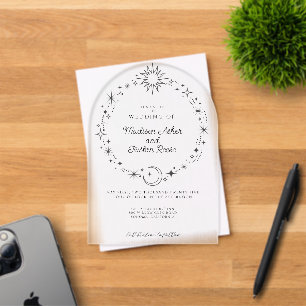 Invitations En Acrylique Mariage Acrylique givré Soleil Lune Étoiles Célest