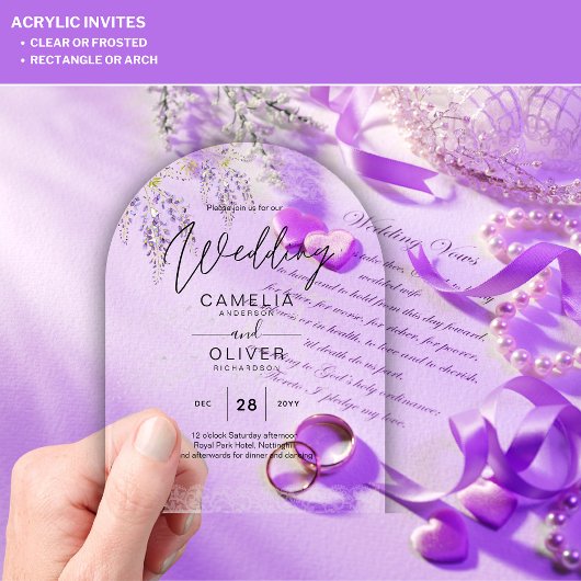 Invitations En Acrylique Mariage ACRYLIQUE Invite Fleurs de Wisteria Clair