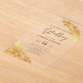 Invitations En Acrylique Mariage ACRYLIQUE Invite Gold Lace Elegant Clear (Poser)