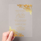 Invitations En Acrylique Mariage ACRYLIQUE Invite Gold Lace Texte Élégant (In situ (ordinateur de poche))