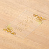 Invitations En Acrylique Mariage ACRYLIQUE Invite Gold Lace Texte Élégant (Poser)