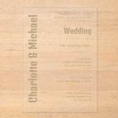 Invitations En Acrylique Mariage ACRYLIQUE Invite GOLD TEXT Bold Modern (Recto)