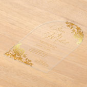 Invitations En Acrylique Mariage ACRYLIQUE Invite Gold Text Lace Élégant (Poser)