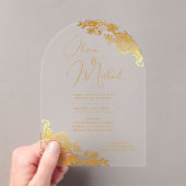 Invitations En Acrylique Mariage ACRYLIQUE Invite Gold Text Lace Élégant (In situ (ordinateur de poche))