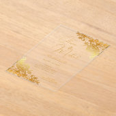 Invitations En Acrylique Mariage ACRYLIQUE Invite Gold Text Lace Élégant (Poser)