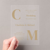Invitations En Acrylique Mariage ACRYLIQUE Invite GOLD TEXT Minimal Bold (In situ (ordinateur de poche))