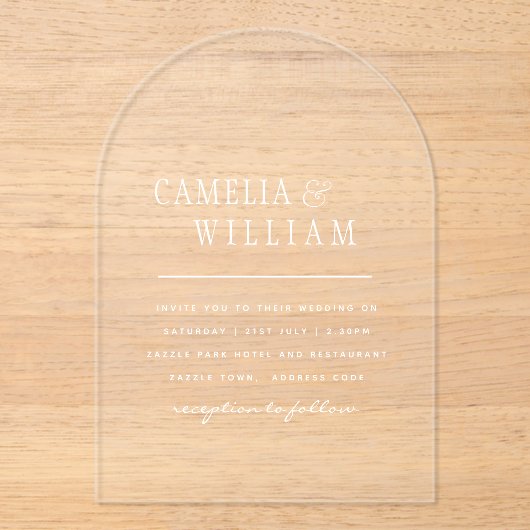 Invitations En Acrylique Mariage ACRYLIQUE Invite LE TEXTE BLANC Initiales  (Recto)