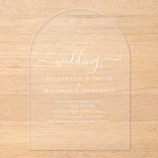 Invitations En Acrylique Mariage ACRYLIQUE Invite LE TEXTE BLANC Initiales  (Recto)