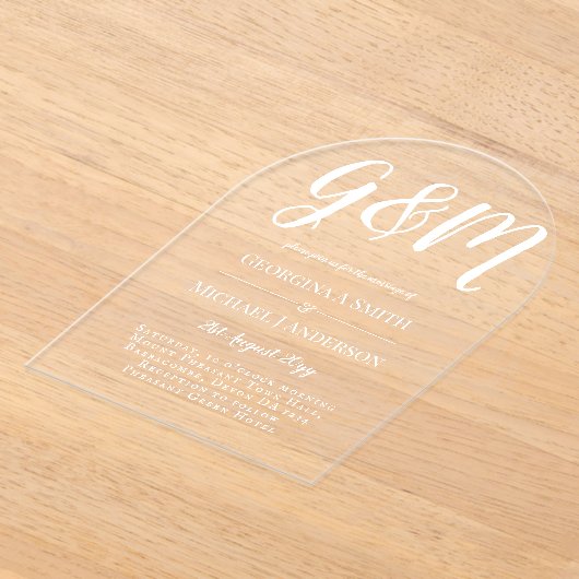 Invitations En Acrylique Mariage ACRYLIQUE Invite LE TEXTE BLANC Initiales  (Poser)