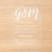 Invitations En Acrylique Mariage ACRYLIQUE Invite LE TEXTE BLANC Initiales  (Recto)