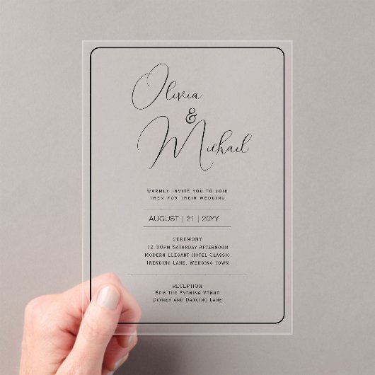 Invitations En Acrylique Mariage ACRYLIQUE Invite LE TEXTE NOIR Initiales e (In situ (ordinateur de poche))