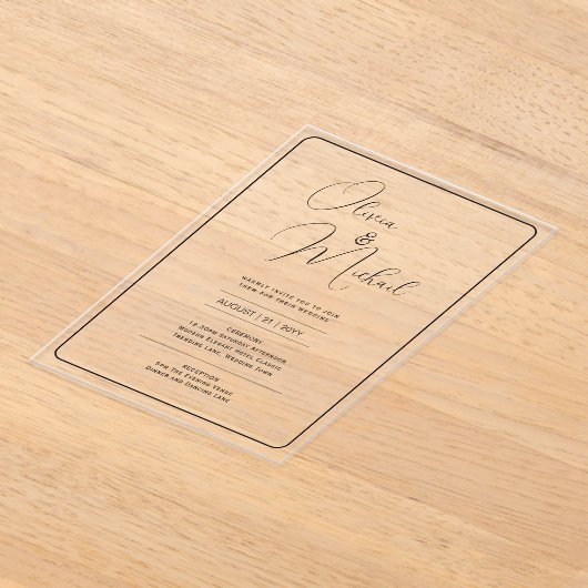 Invitations En Acrylique Mariage ACRYLIQUE Invite LE TEXTE NOIR Initiales e (Poser)
