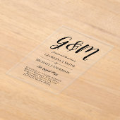 Invitations En Acrylique Mariage ACRYLIQUE Invite LE TEXTE NOIR Initiales e (Poser)