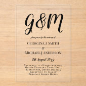 Invitations En Acrylique Mariage ACRYLIQUE Invite LE TEXTE NOIR Initiales e (Recto)