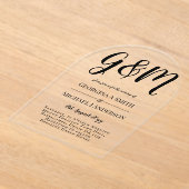 Invitations En Acrylique Mariage ACRYLIQUE Invite LE TEXTE NOIR Initiales e (Poser)