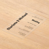 Invitations En Acrylique Mariage ACRYLIQUE Invite NOIR TEXTE Bold Moderne (Poser)