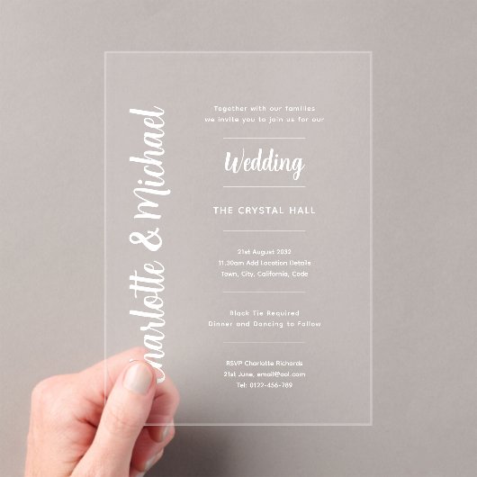 Invitations En Acrylique Mariage Acrylique invite Transparent Bold Moderne (In situ (ordinateur de poche))