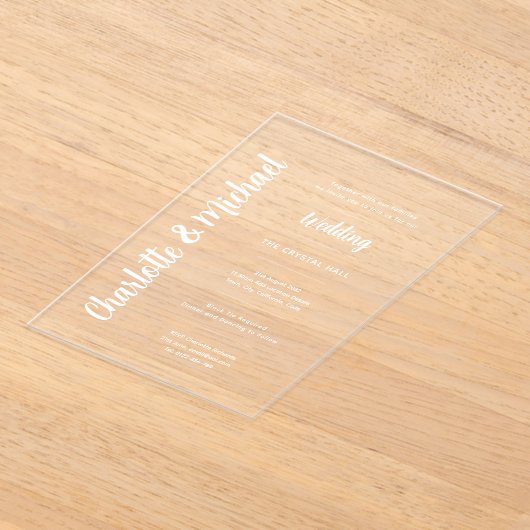 Invitations En Acrylique Mariage Acrylique invite Transparent Bold Moderne (Poser)