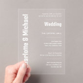 Invitations En Acrylique Mariage ACRYLIQUE Invite WHITE TEXT Bold Modern (In situ (ordinateur de poche))