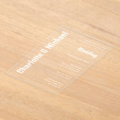 Invitations En Acrylique Mariage ACRYLIQUE Invite WHITE TEXT Bold Modern (Poser)