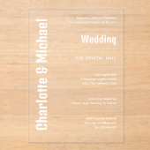 Invitations En Acrylique Mariage ACRYLIQUE Invite WHITE TEXT Bold Modern (Recto)