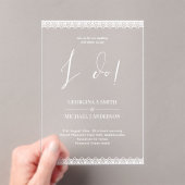 Invitations En Acrylique Mariage ACRYLIQUE Invite WHITE TEXT Lace Moderne (In situ (ordinateur de poche))