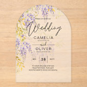 Invitations En Acrylique Mariage ACRYLIQUE Invite Wisteria Purple Floral (Recto)