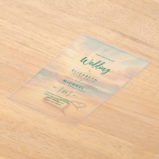Invitations En Acrylique Mariage ACRYLIQUE Inviter Plage tropicale Coucher (Poser)