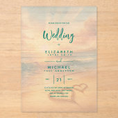 Invitations En Acrylique Mariage ACRYLIQUE Inviter Plage tropicale Coucher  (Recto)