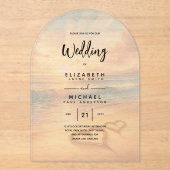 Invitations En Acrylique Mariage ACRYLIQUE Inviter Plage tropicale Coucher  (Recto)