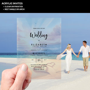 Invitations En Acrylique Mariage ACRYLIQUE Inviter Plage tropicale Coucher 
