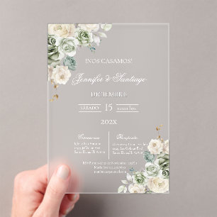 Invitations En Acrylique Mariage acrylique vert Sage